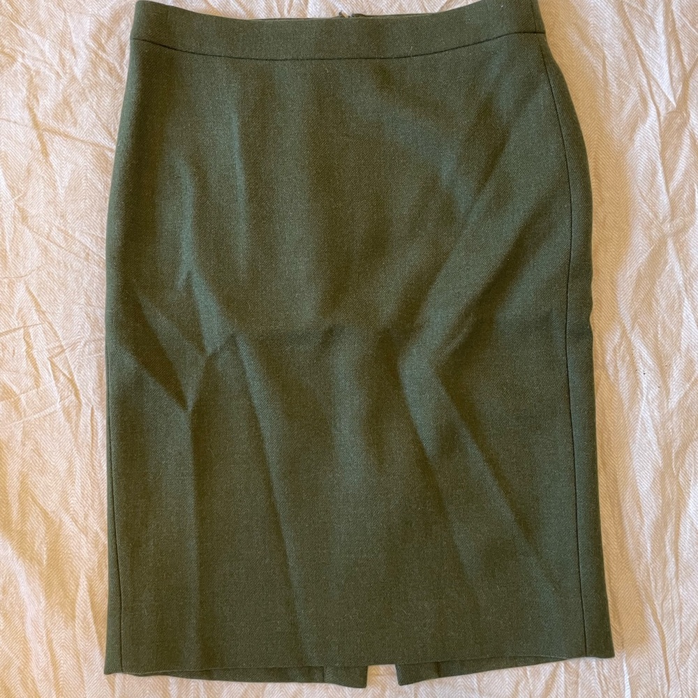 J Crew green wool pencil skirt